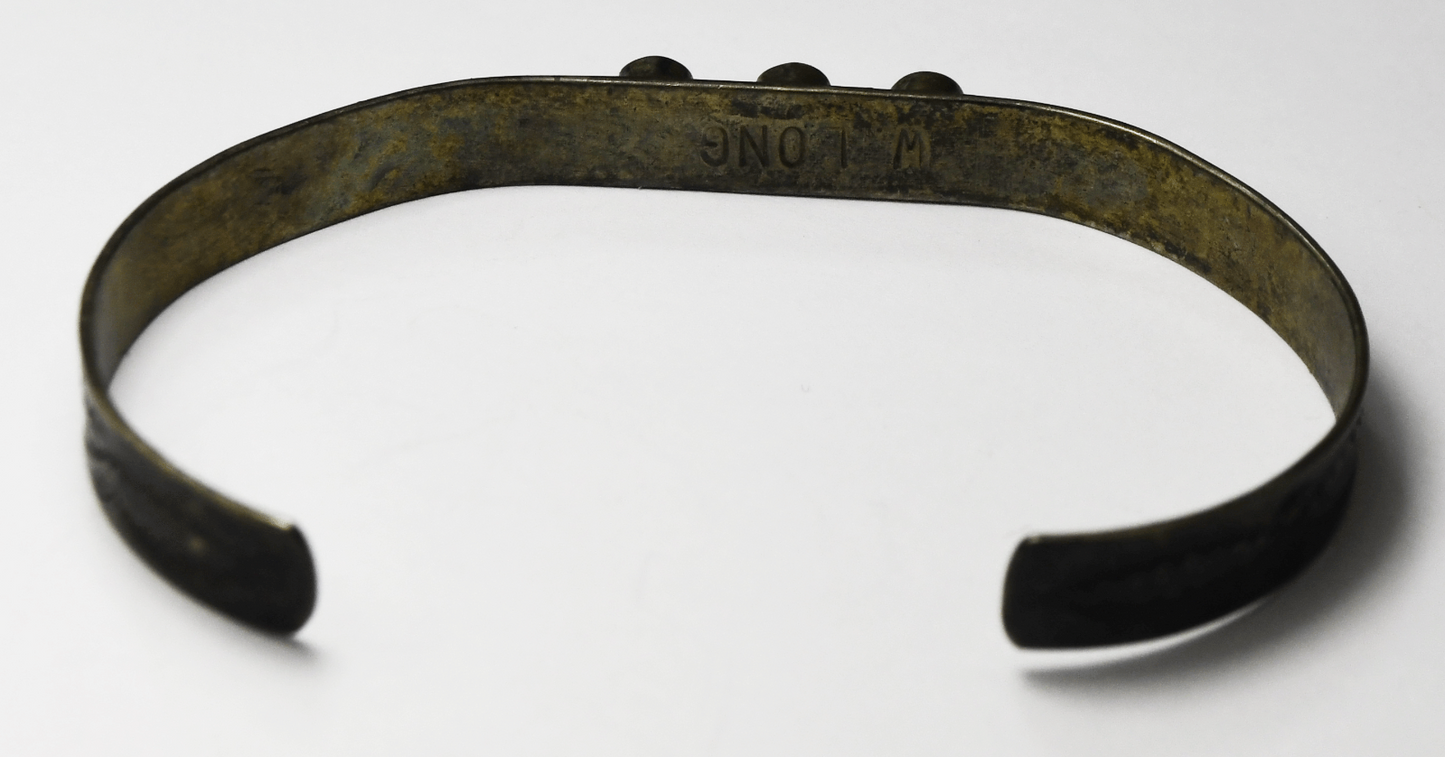 Sterling W Long Antique Triple Turquoise Cuff Bracelet 6mm 7" Wrist