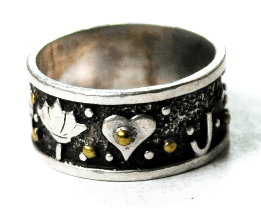Sterling Silver Two Tone Story Teller Eternity Heart Sun Band 9mm Size 8