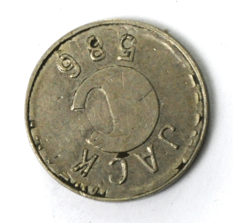 Jack 586 St Paul Minnesota Stamped Over Mary Jerry's Lakeview Tavern Token 21mm