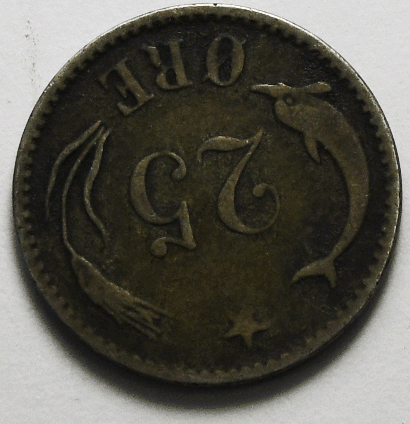 1874(h) CS Denmark 25 Twenty Five Øre KM# 796.1 Silver Coin