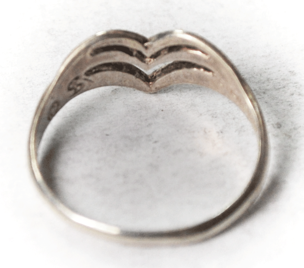Sterling Silver Shubes Triple Wave Heart Split Band Ring Size 6