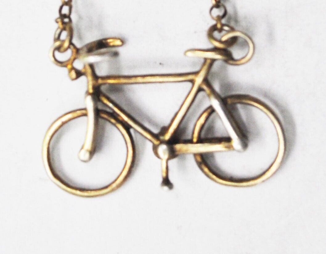Sterling Silver Dyadema 17mm Bicycle Pendant Necklace 16.5"