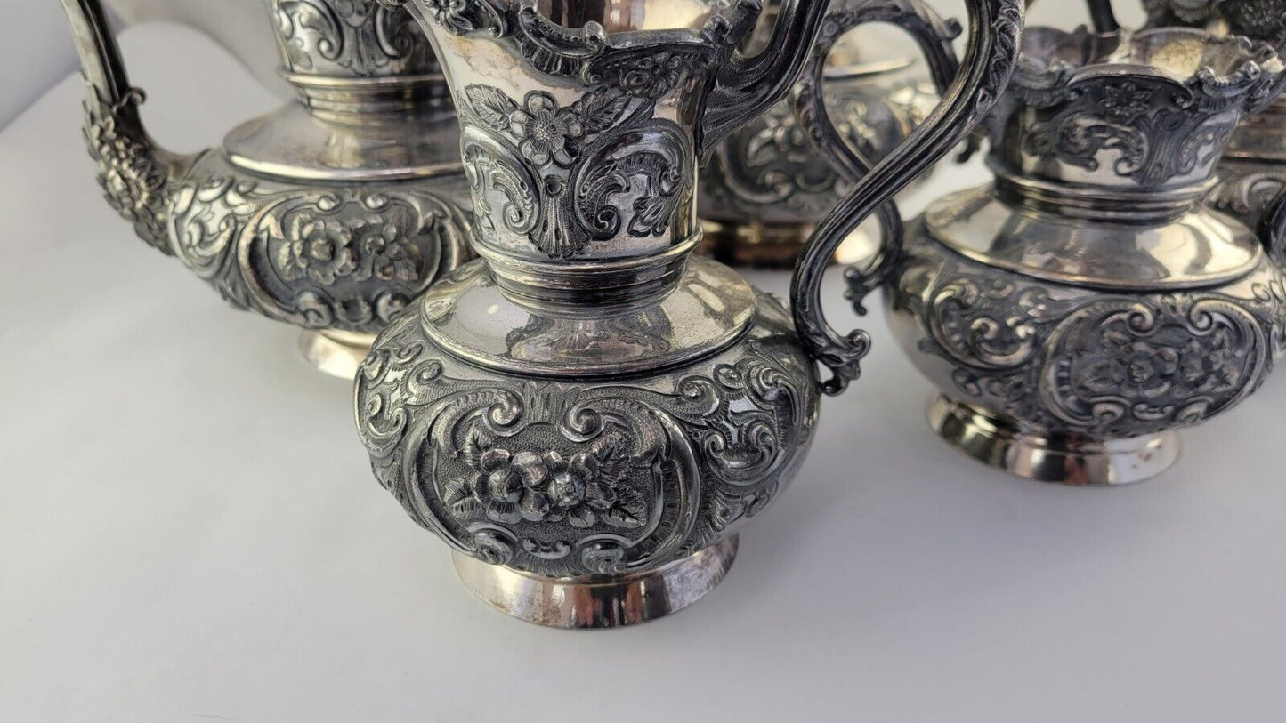 Rogers Smith Victorian Quadruple Plate 5pc Coffee & Tea Service Set  Meriden CT