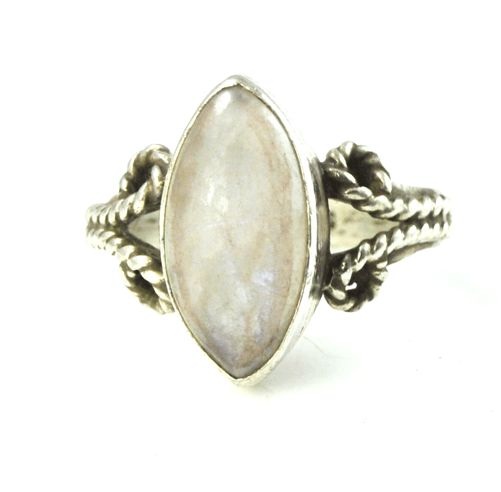 Sterling Silver Opal Twist Overlay Handcrafted Solitaire Ring 19mm Size 9