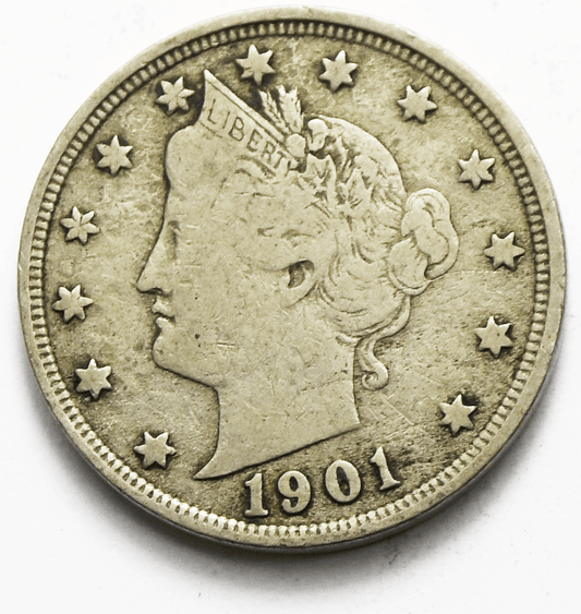 1901 5c V Liberty Nickel Five Cents Rare US Philadelphia