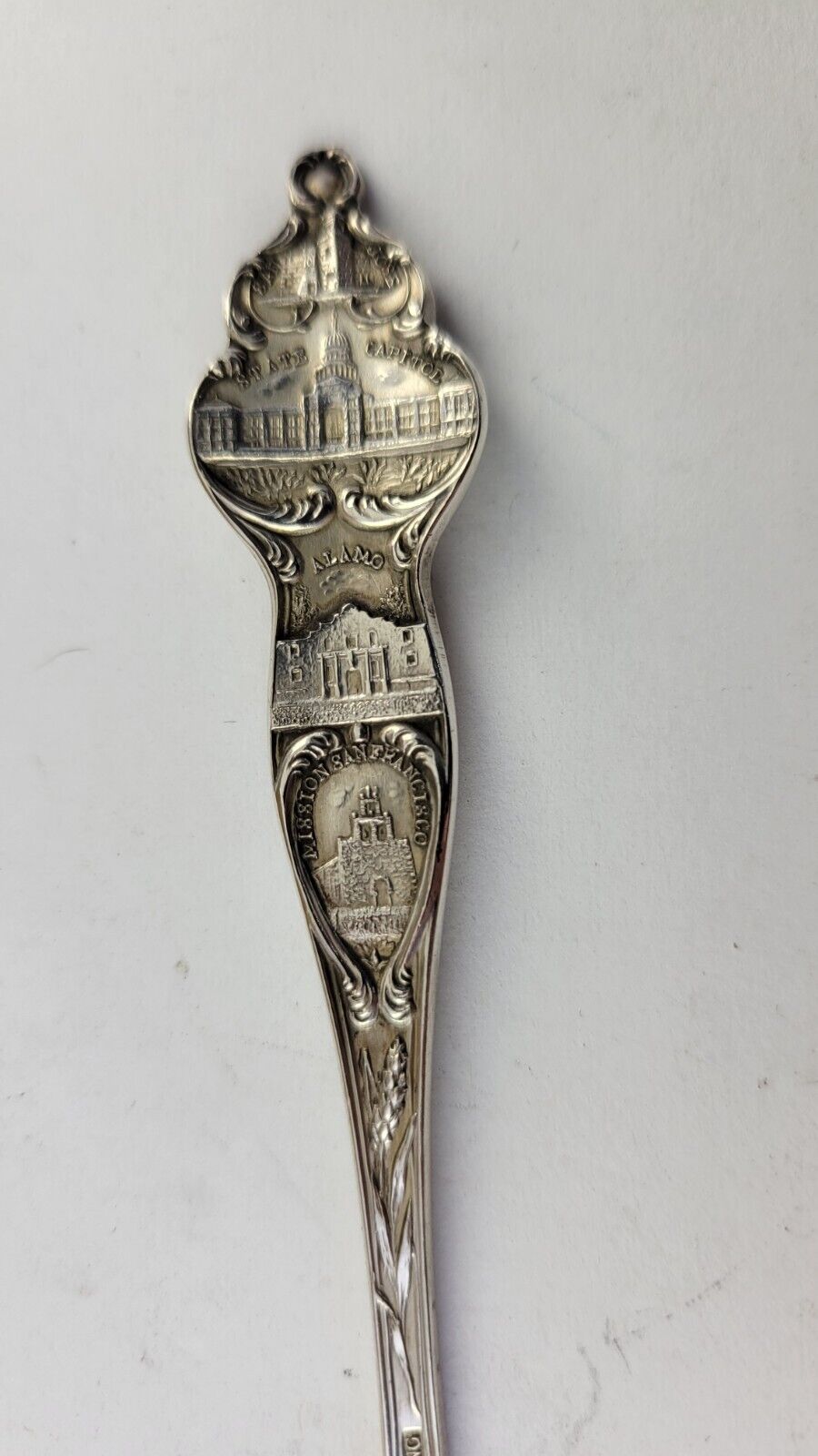 Sterling Texas Alamo State Capital San Jose Cattle .52oz Souvenir Spoon 5 1/2"