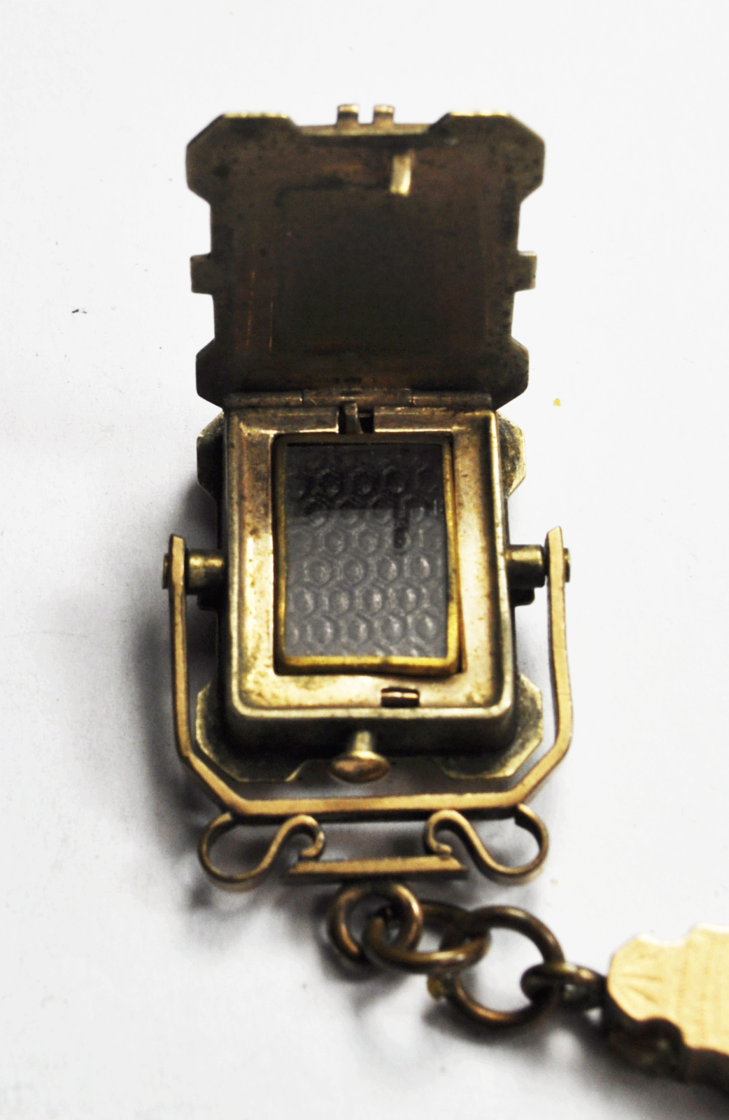 LWP Gold Filled Pocket Watch Double Chain Slide MOP Locket Fob 15-3/4"  55g