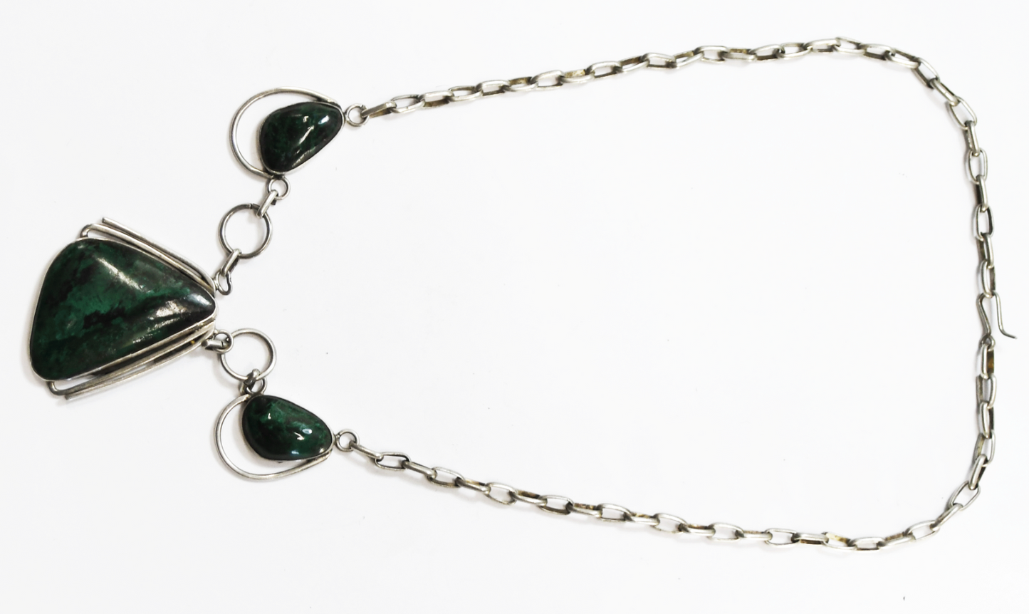 Sterling Silver Israel Eilat Chrysocolla 44mm Pendant 18.5" Necklace