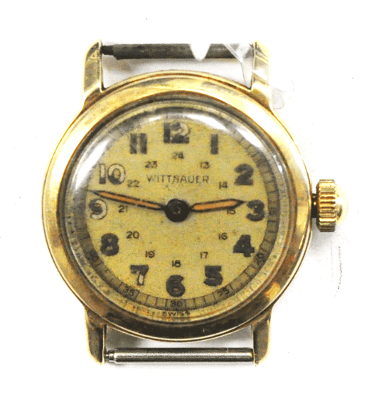 Vintage Men's Wittnauer Military 24hr Dial 14k Solid Gold 10TS 30mm Wristwatch