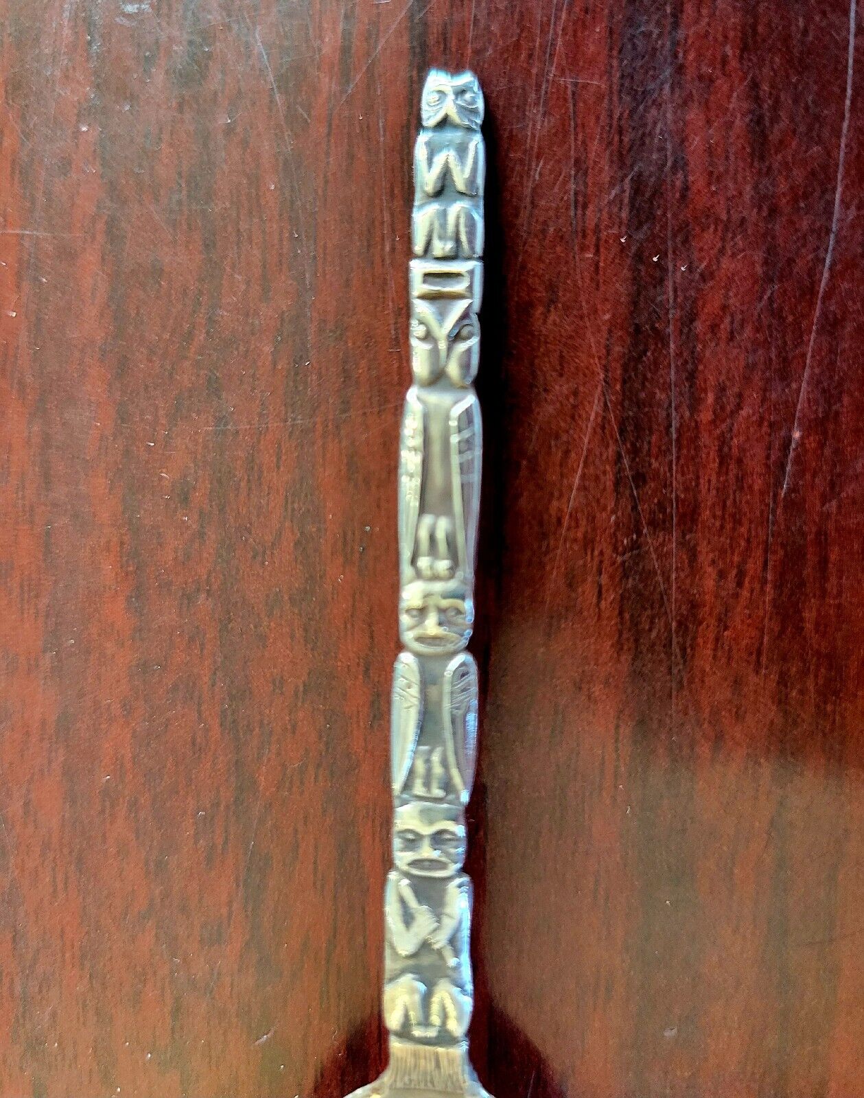 A.B. Mt. Skagway Alaska Antique Sterling 3 3/4" Souvenir Spoon Totem Pole .19oz