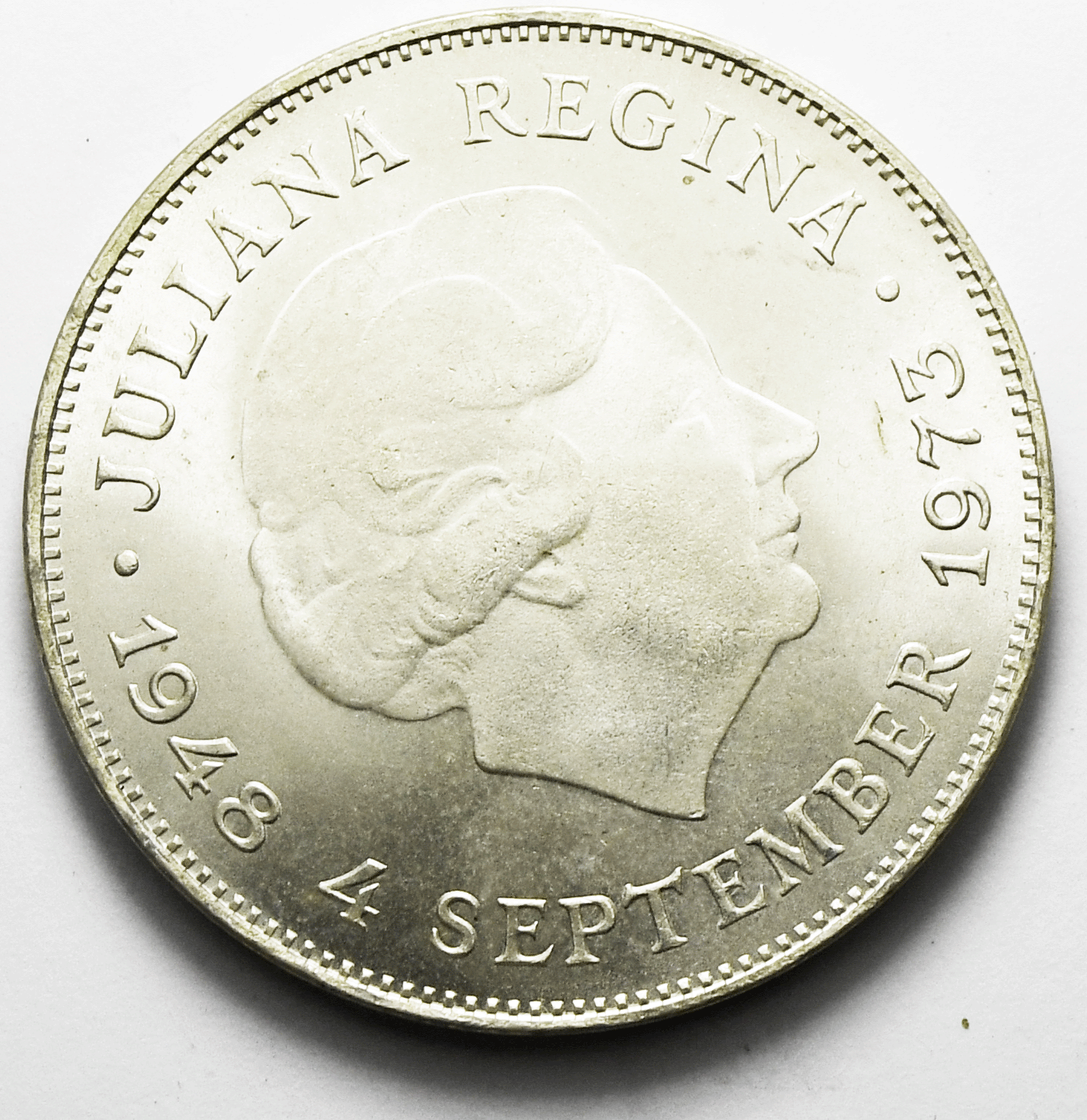 1973 Netherlands 10 Gulden Silver Coin KM# 196 Uncirculated