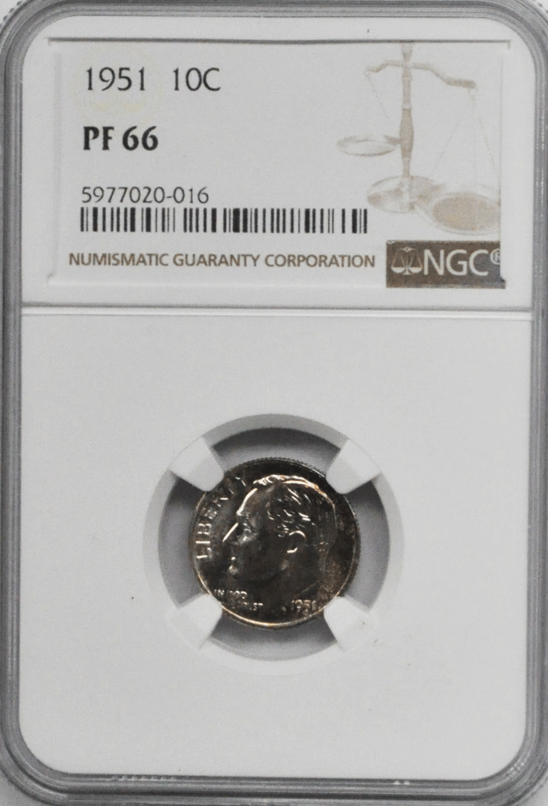1951 10c Roosevelt Silver Proof Dime Ten Cents NGC PF66