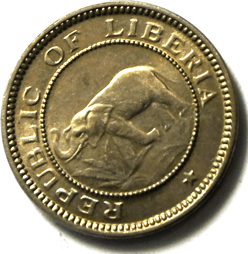 1941 Liberia 1/2 Half Cent KM# 10a Elephant Coin