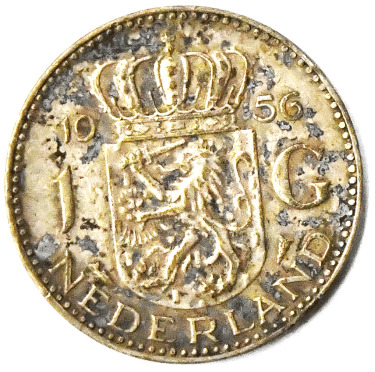 1956 1G Netherlands One Gulden Silver Coin KM# 184