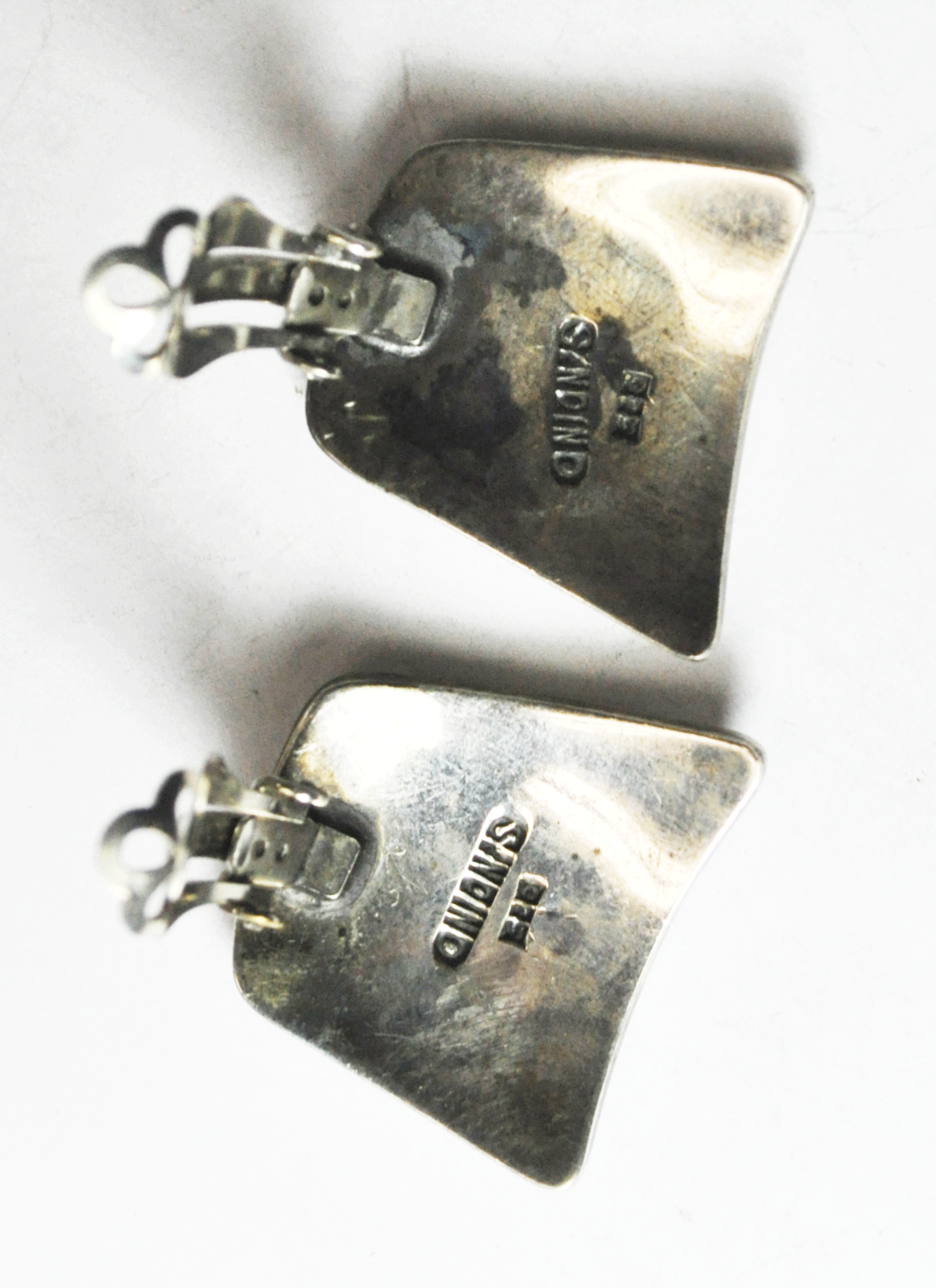 Sterling Silver Sinoind Clip On Earrings Abstract Wave Stripe 25mm