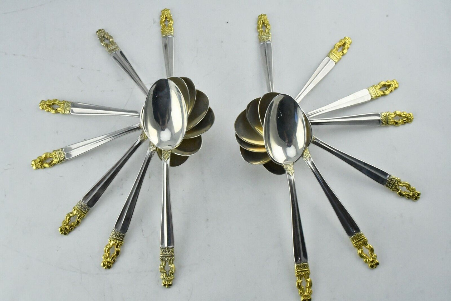 14pc. Hispana-Sovereign "Gold" by Gorham Sterling Desser Teaspoons 17.5oz