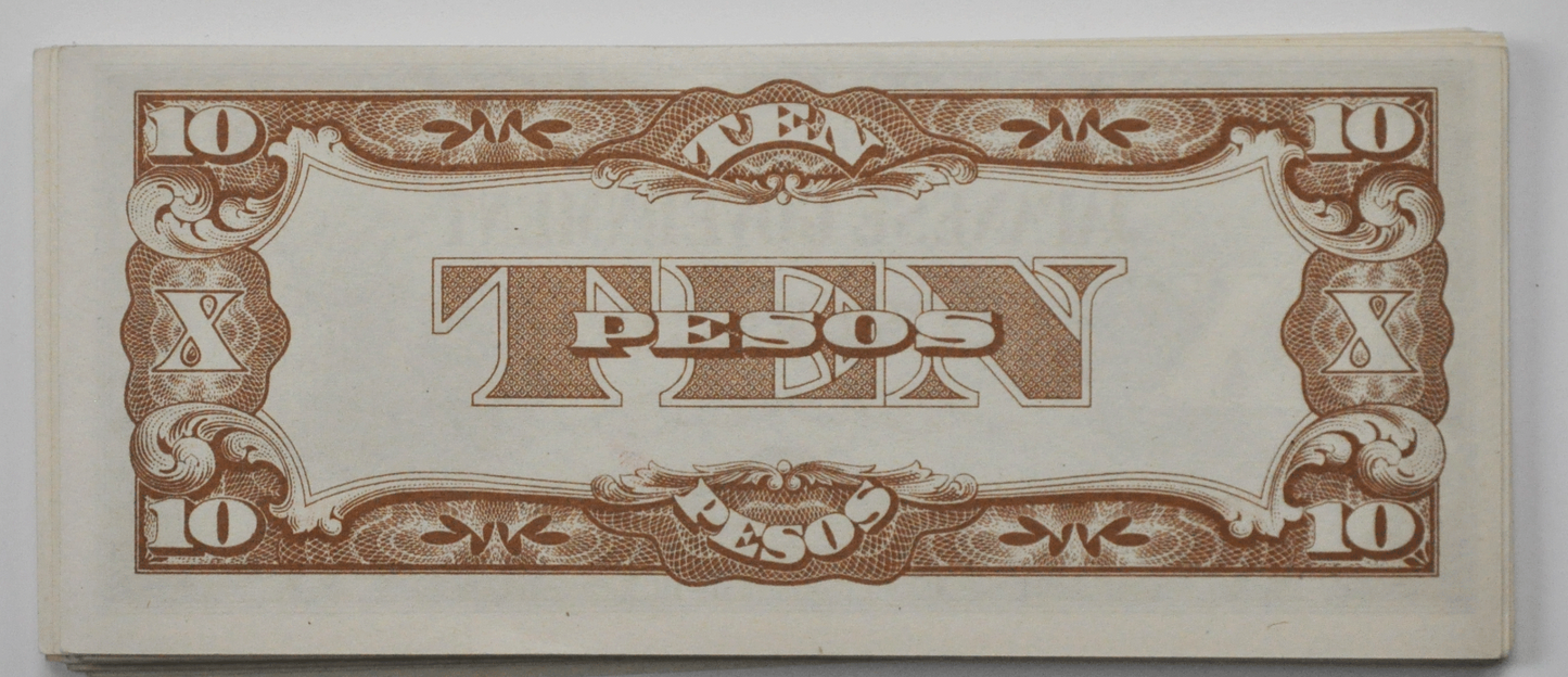 54 Uncirculated Japan Government Philippines WWII Notes 10 Pesos PE 1943