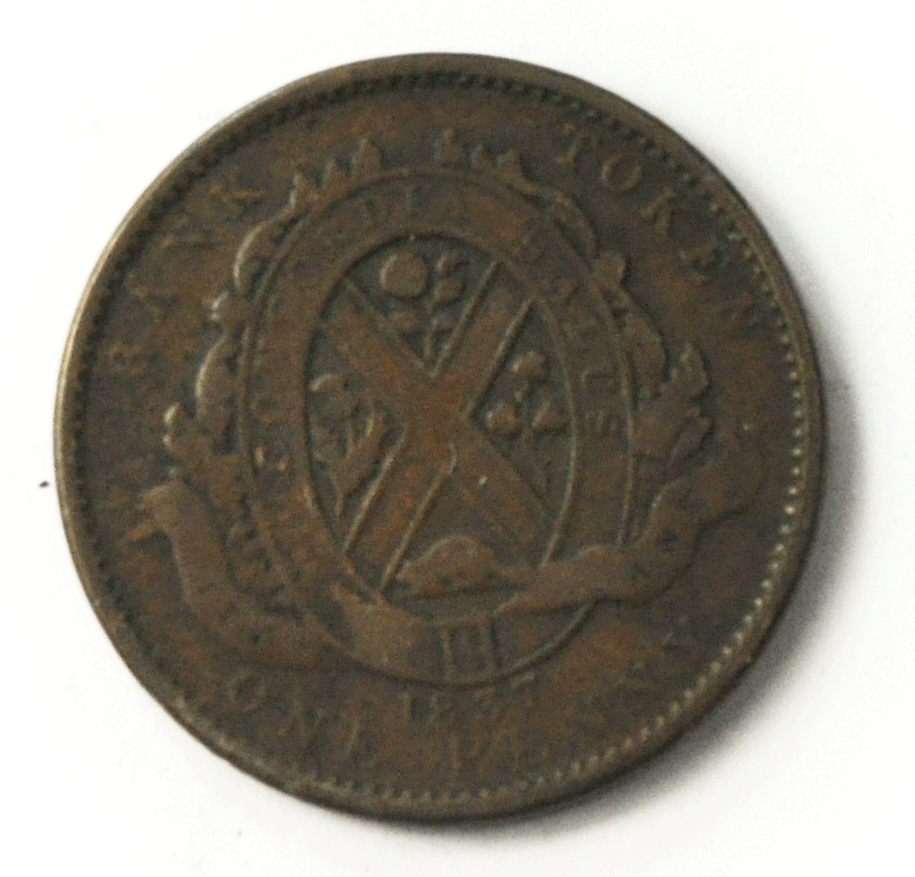 1837 City Bank Canada 2 Sou Penny Token