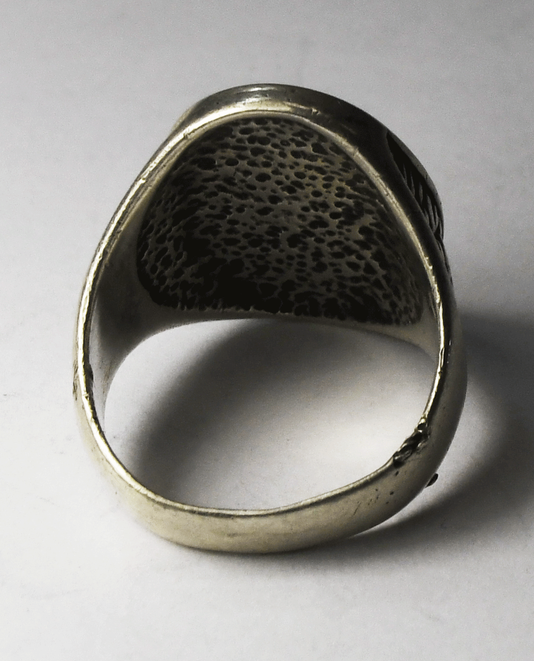 Sterling Black Enamel Turquoise Chip Inlay Harley Biker Ring 25mm Band Size 11