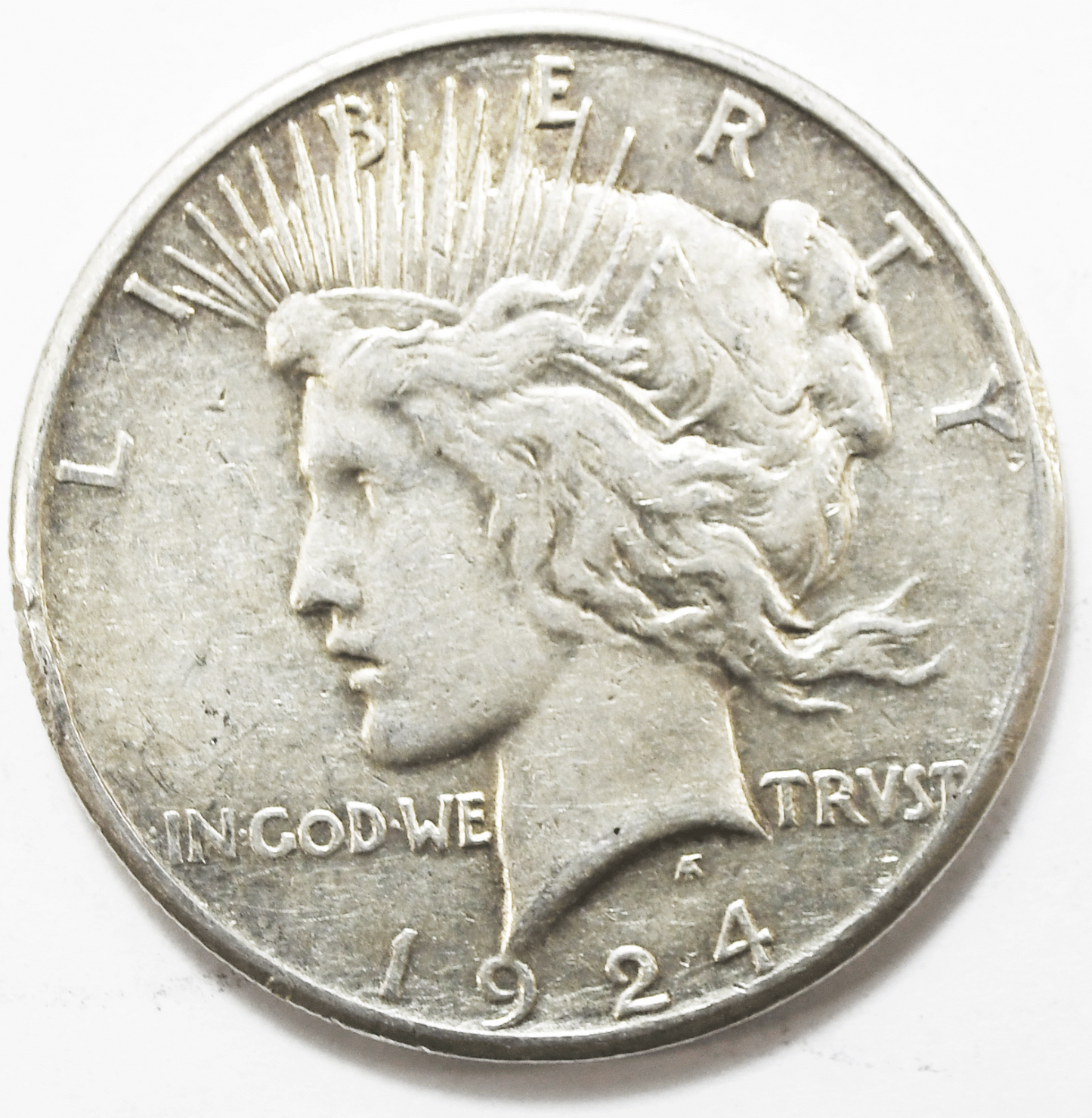 1924 S $1 Peace Silver One Dollar US San Francisco Rim Ding