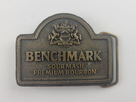 Benchmark Sour Mash Brass Belt Buckle Whiskey Bourbon Vintage Metal Kentucky