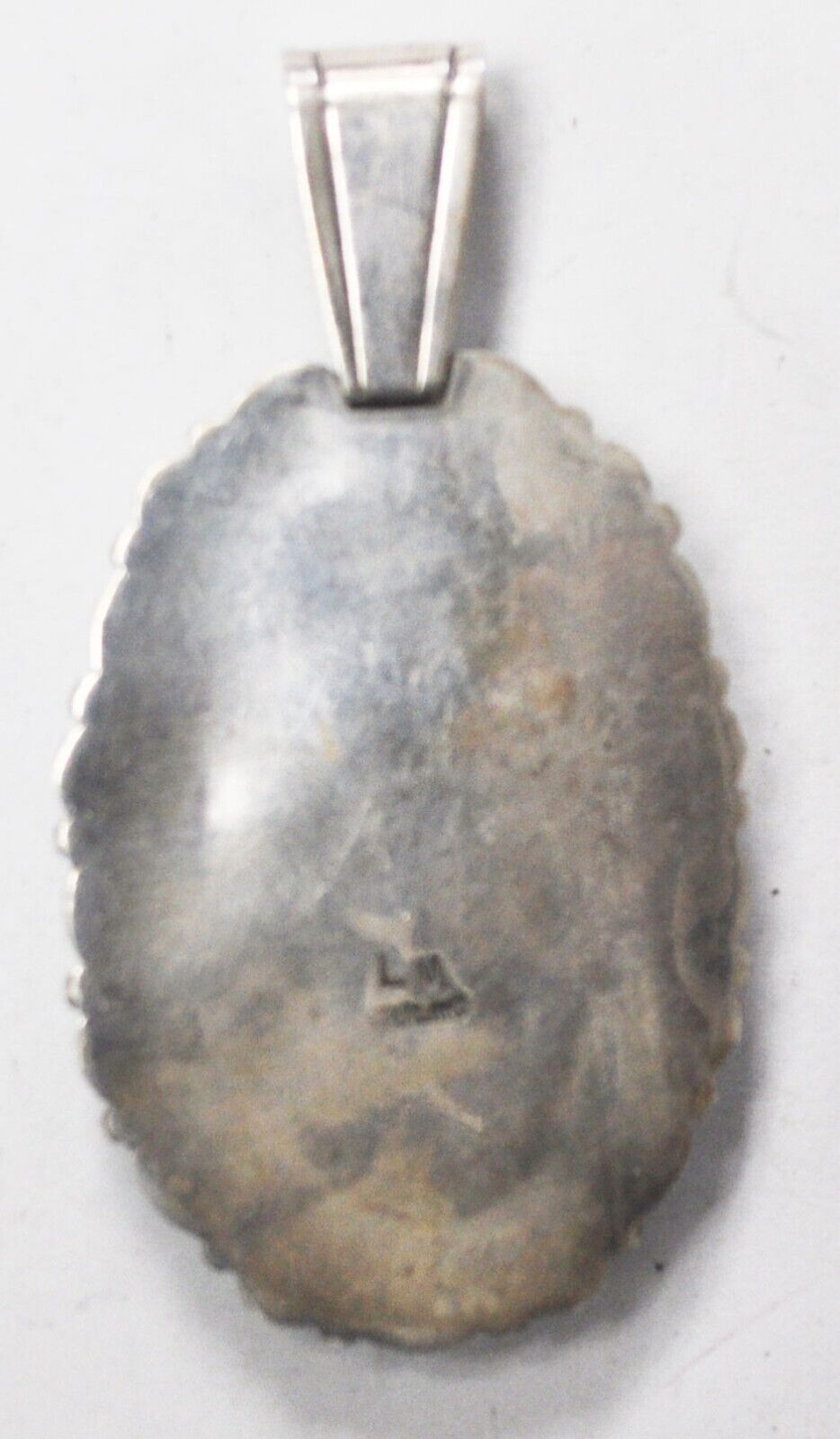 Sterling Silver LM Signed Large Turquoise Pendant Opal Halo 68mm x 36mm