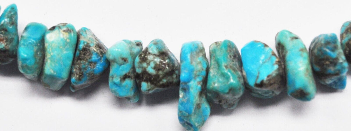 Silver Plate Turquoise Chunk 24mm Bead Necklace 27"