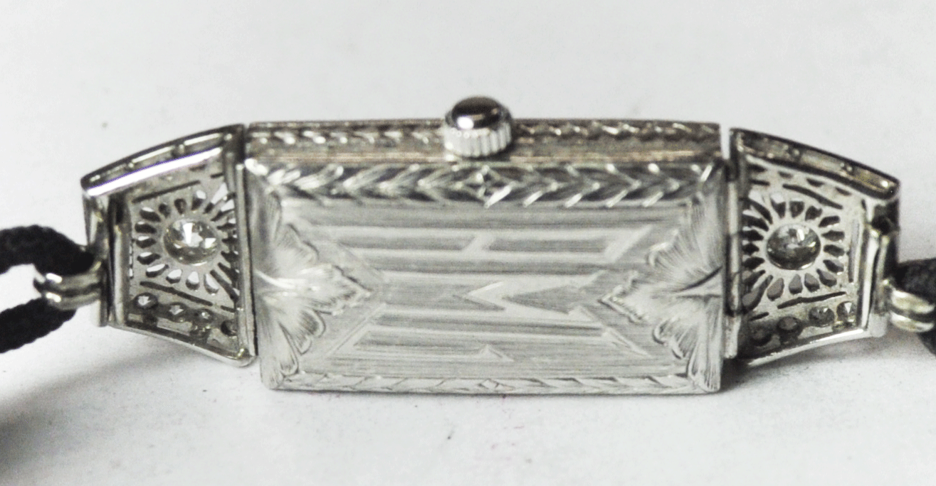 Vintage Art Deco Bulova Platinum Diamond Filigree Wristwatch 14mm Quartz