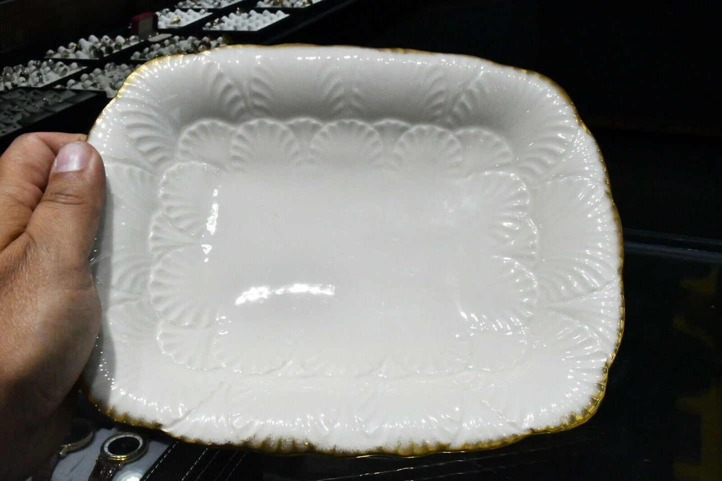 Lenox Gold Trimmed Porcelain Bread Serving Plate 8 1/2' x 6 3/4"
