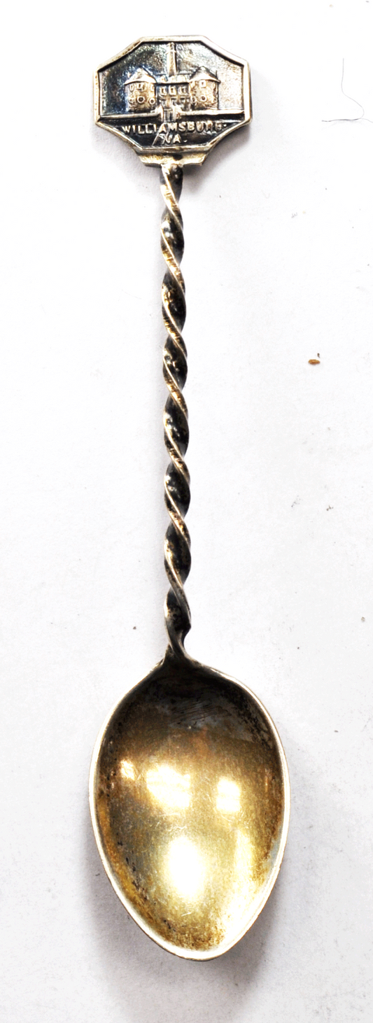 Sterling Silver Willliamsburg Virginia VA Twist Handle Souvenir Spoon 4-1/8"