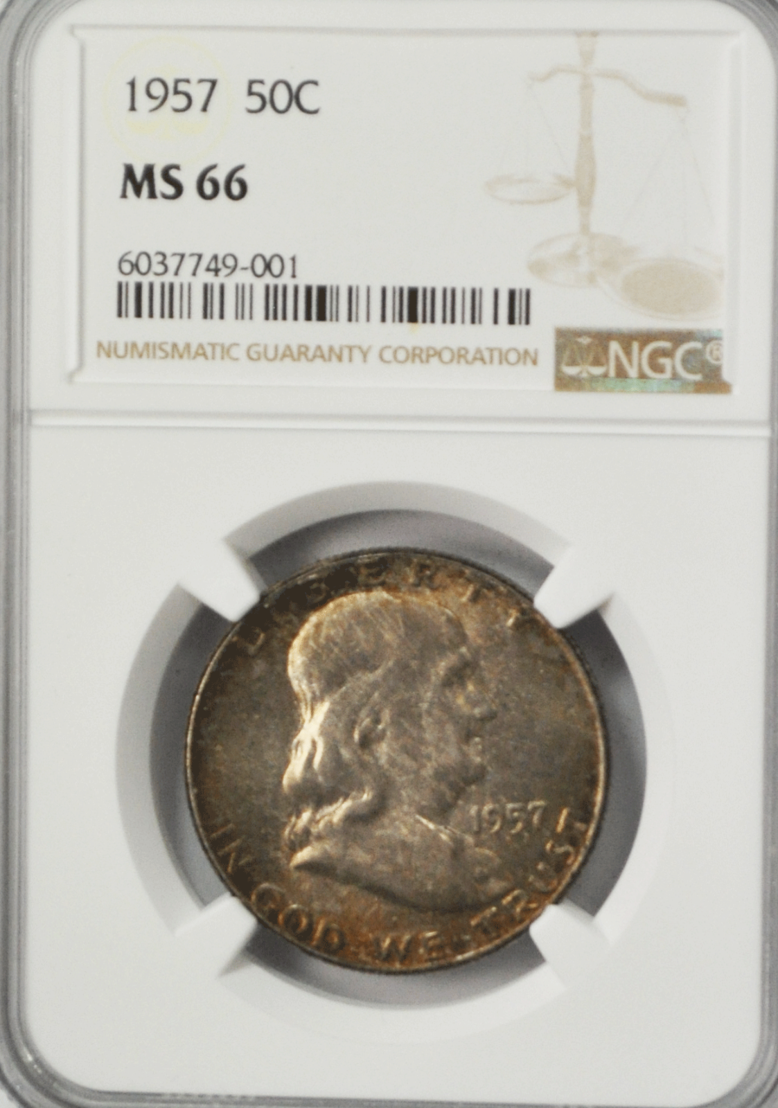 1957 50c Franklin Silver Half Dollar NGC MS66 Fifty Cents BU Philadelphia