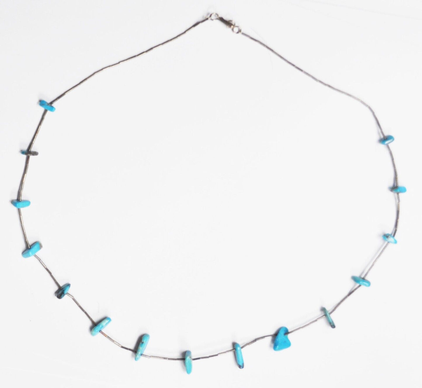 Liquid Silver Plate 15mm Turquoise Chunk Bead 23" Necklace