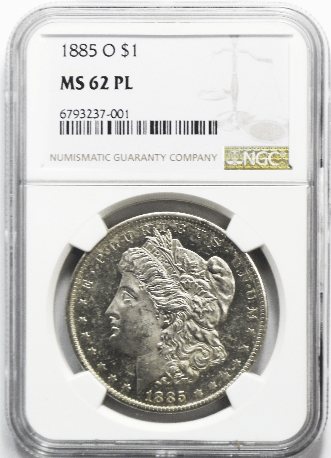 1885 O $1 Morgan Silver Dollar NGC MS62 PL  New Orleans Proof Like