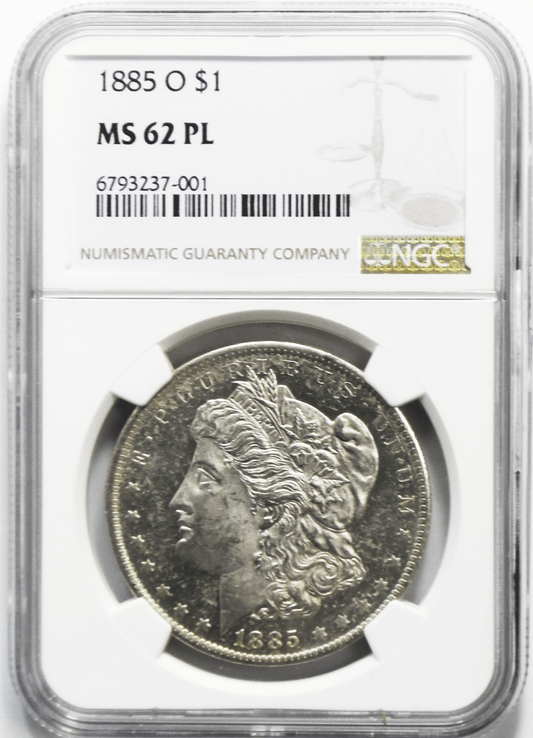 1885 O $1 Morgan Silver Dollar NGC MS62 PL  New Orleans Proof Like