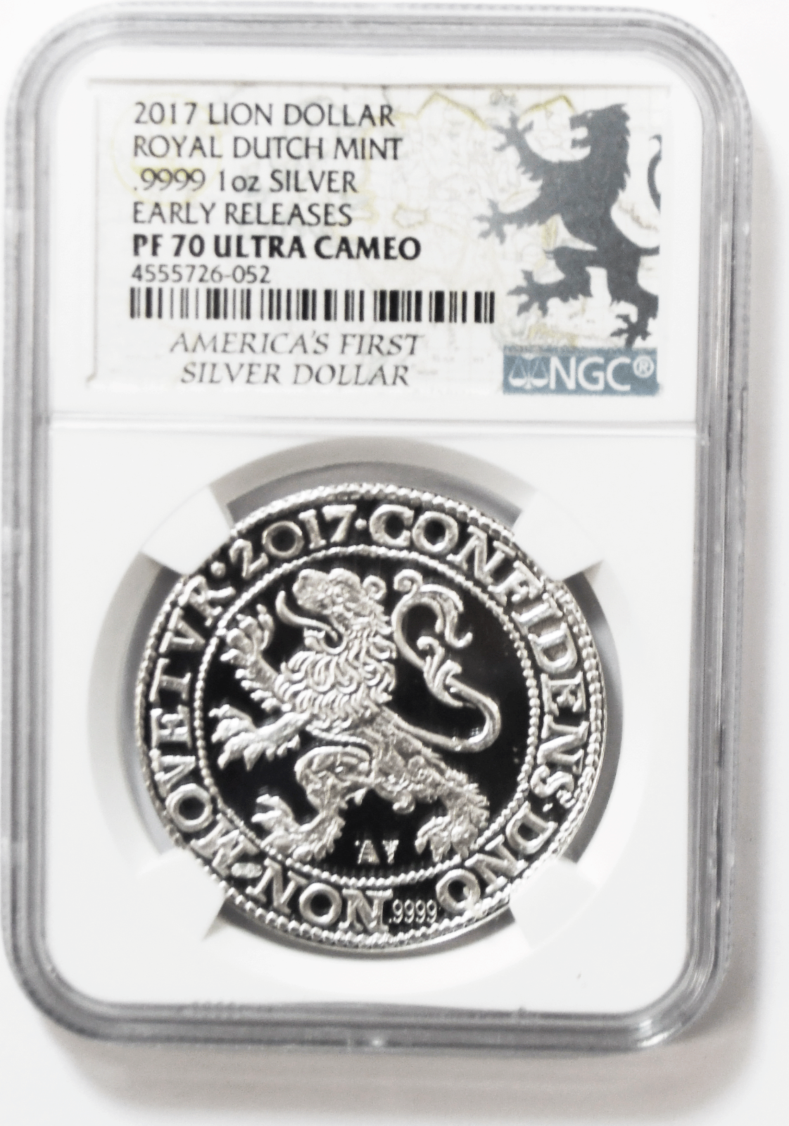 2017 Lion Dollar Royal Dutch Mint 1 oz .9999 Silver NGC PF 70 Ultra Cameo