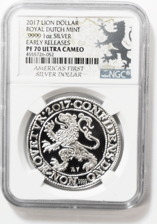 2017 Lion Dollar Royal Dutch Mint 1 oz .9999 Silver NGC PF 70 Ultra Cameo