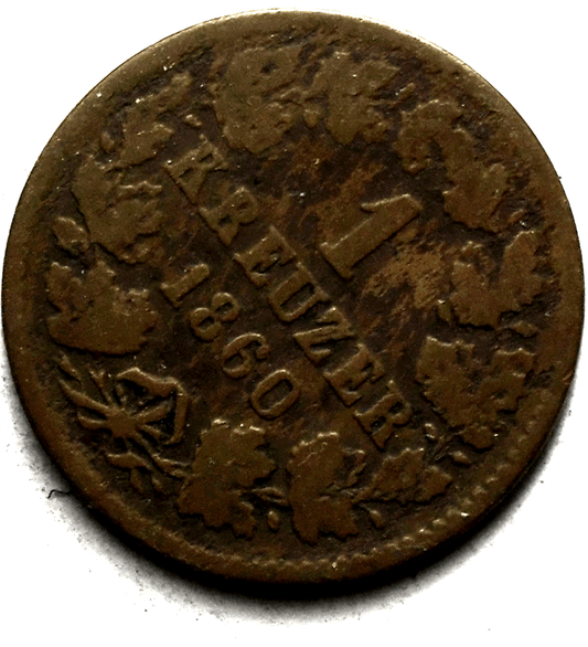 1860 German States NASSAU Kreuzer KM# 74