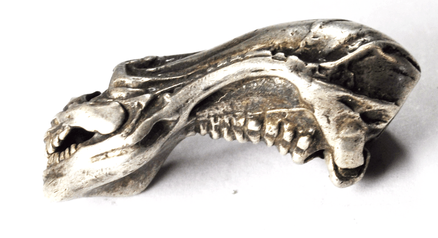 Sterling Silver Alien Pencil Eraser Cap heavy Articulated Jaw Mouth 1-3/4"