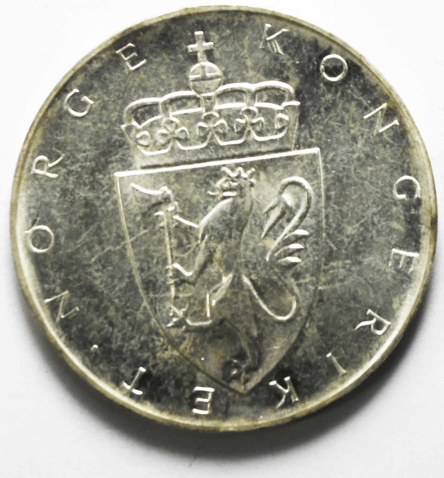 1964 Norway 10 Ten Kroner Silver Coin KM# 413 Eidsval Mansion