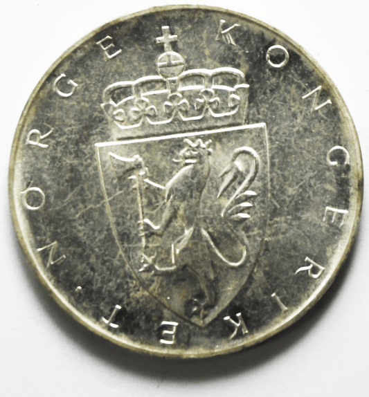 1964 Norway 10 Ten Kroner Silver Coin KM# 413 Eidsval Mansion