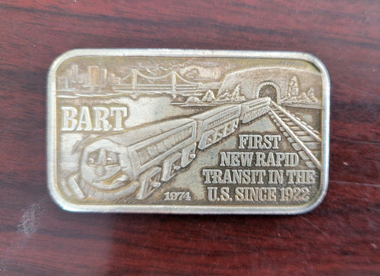 1974 Death Valley Mint Bart First New Rapid Transit 1oz .999 Fine Silver Bar