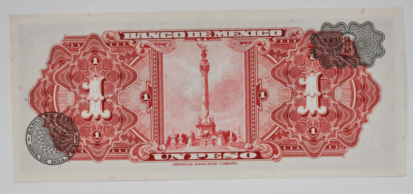 1967 Mexico One 1 Peso BDV Uncirculated Note Z000245