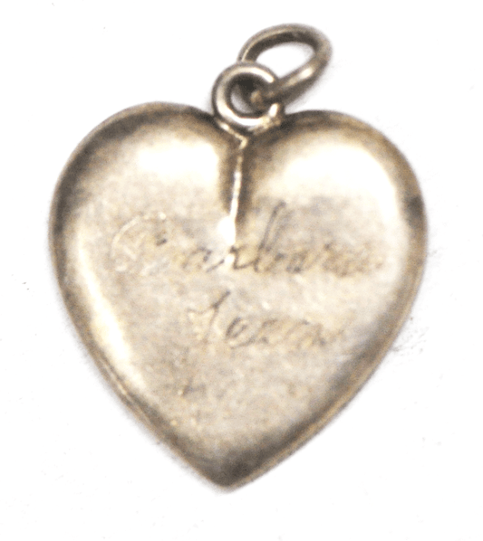 Sterling Silver Plain Puffy Heart Charm Antique Monogrammed 22mm x 19mm