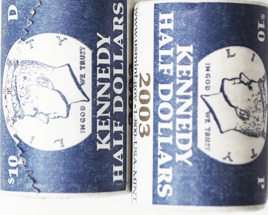 2003 P&D 50c Kennedy Half Dollars 2 Rolls of 20 Uncirculated Denver Philadelphia