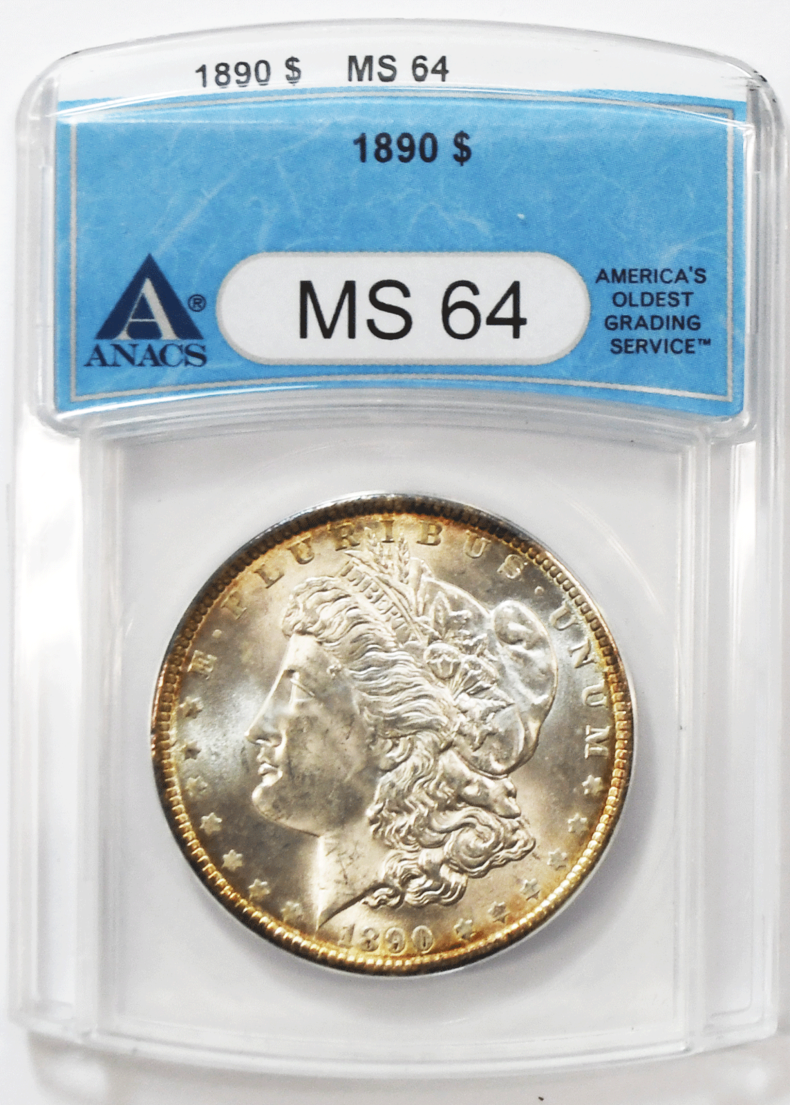 1890 $1 Morgan Silver One Dollar US Coin New Orleans ANACS MS64