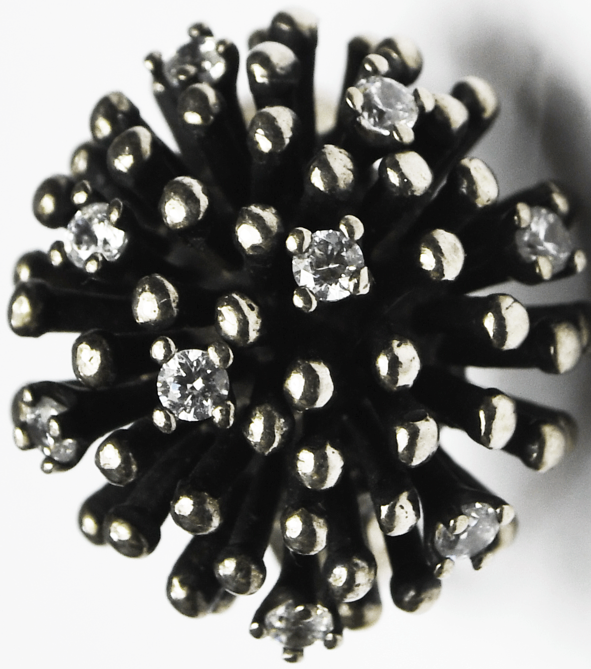 Sterling Silver Silpada R2762 Brutalist CZ Pistil Ring 22mm Size 7