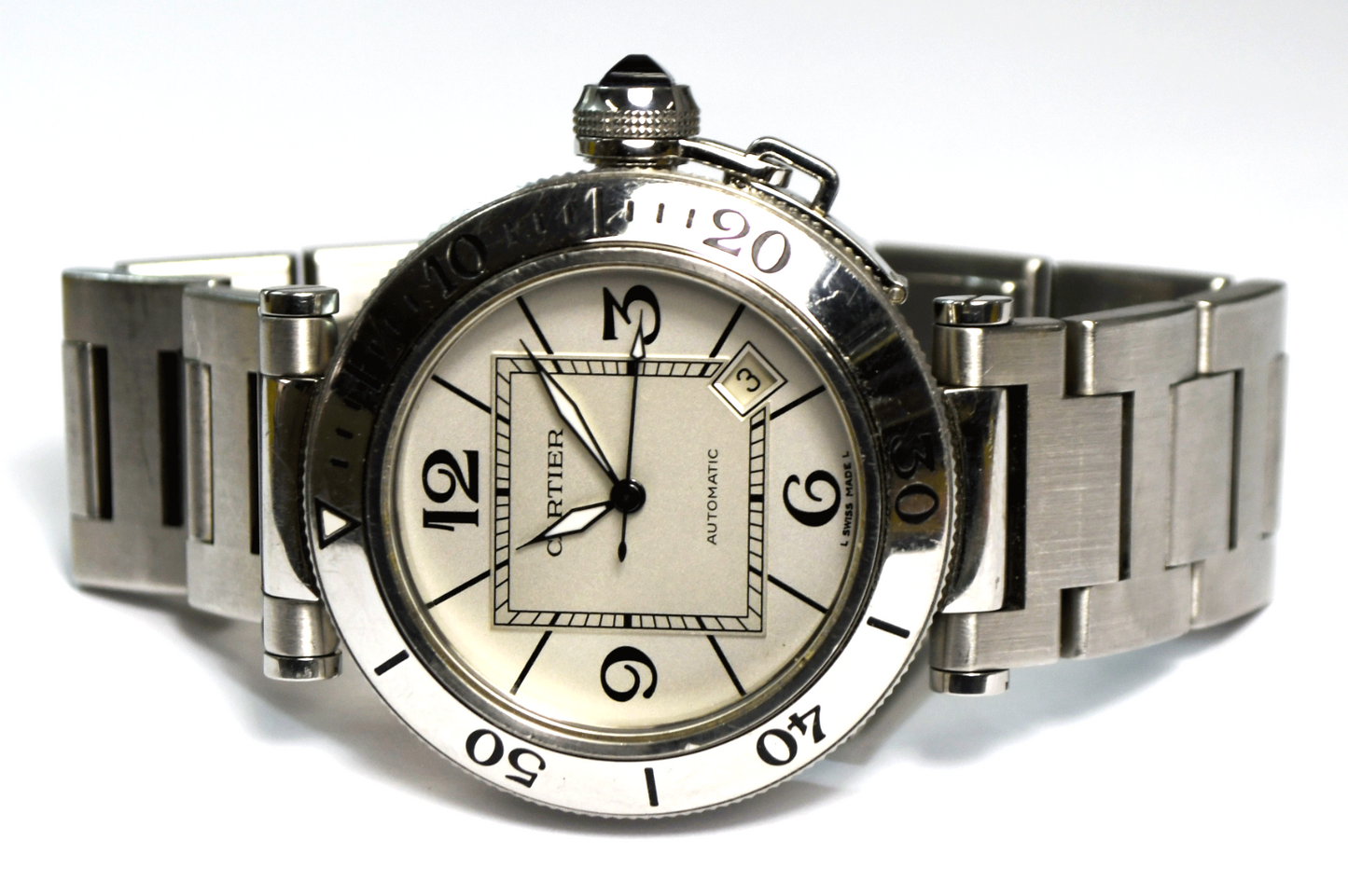 Pasha De Cartier Automatic Date Sea Timer 2790 40mm Stainless Wristwatch