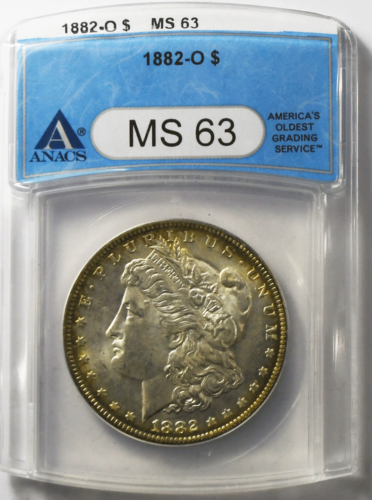 1882 O $1 Morgan Silver One Dollar US Coin New Orleans ANACS MS63