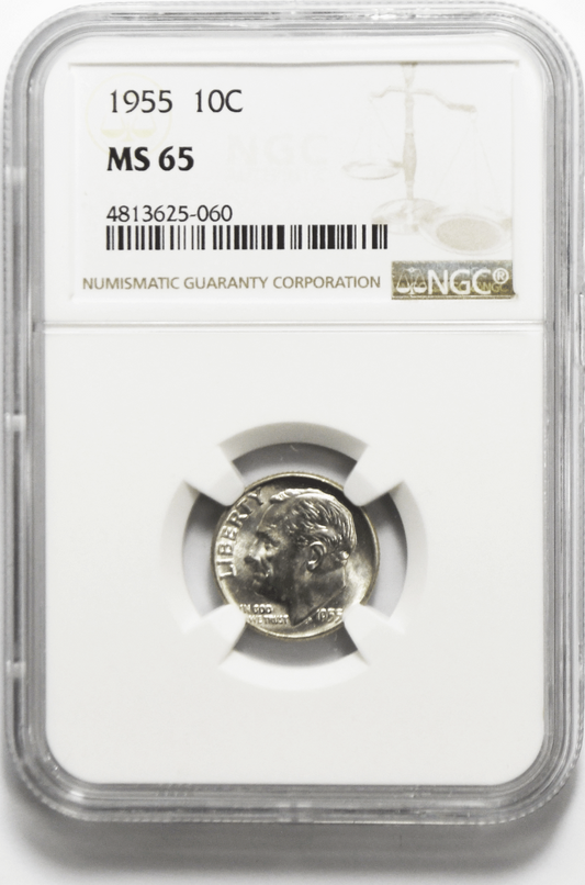 1955 10c Roosevelt Silver Dime Ten Cents NGC MS65 BU Philadelphia