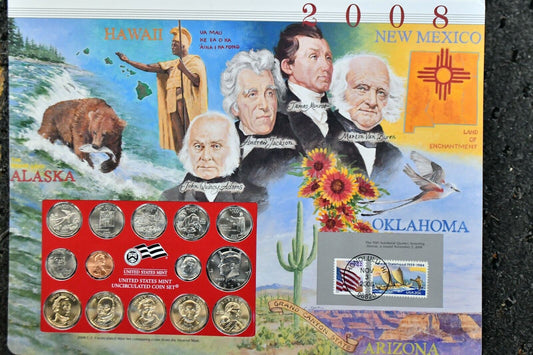 2008 Denver Uncirculated Mint Set Postal Commemorative Society Hawaii Oklahoma